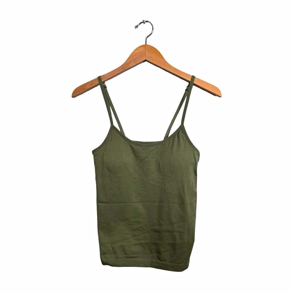 Vince Camuto Women's Green Solid Adjustable Strap Stretch Knit Camisole Top M